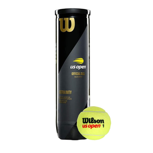 Wilson US Open tennis ball canister with a single ball on a white background